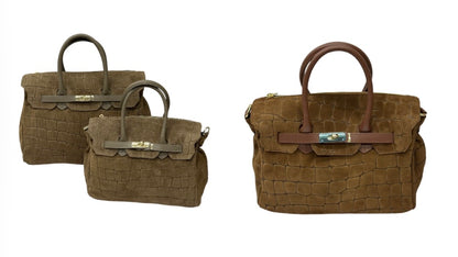 Suede Embossed croc leather Satchel handbag PRE-ORDER  ships 10.31.26