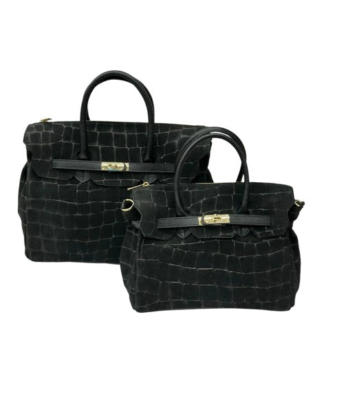 Suede Embossed croc leather Satchel handbag PRE-ORDER  ships 10.31.26