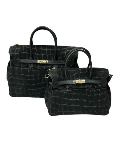 Suede Embossed croc leather Satchel handbag PRE-ORDER  ships 10.31.26
